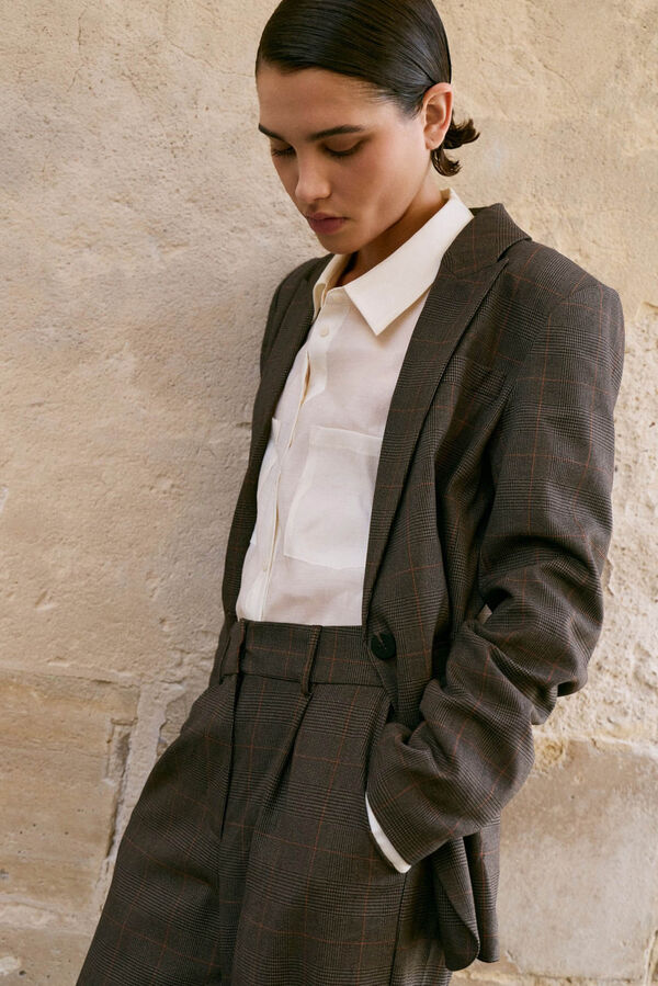 Vila Pantal&oacute;n de vestir con cuadros Marr&oacute;n