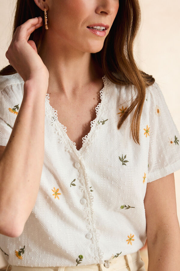 Pol&iacute;n Et Moi Camisa plumeti Gia Blanco