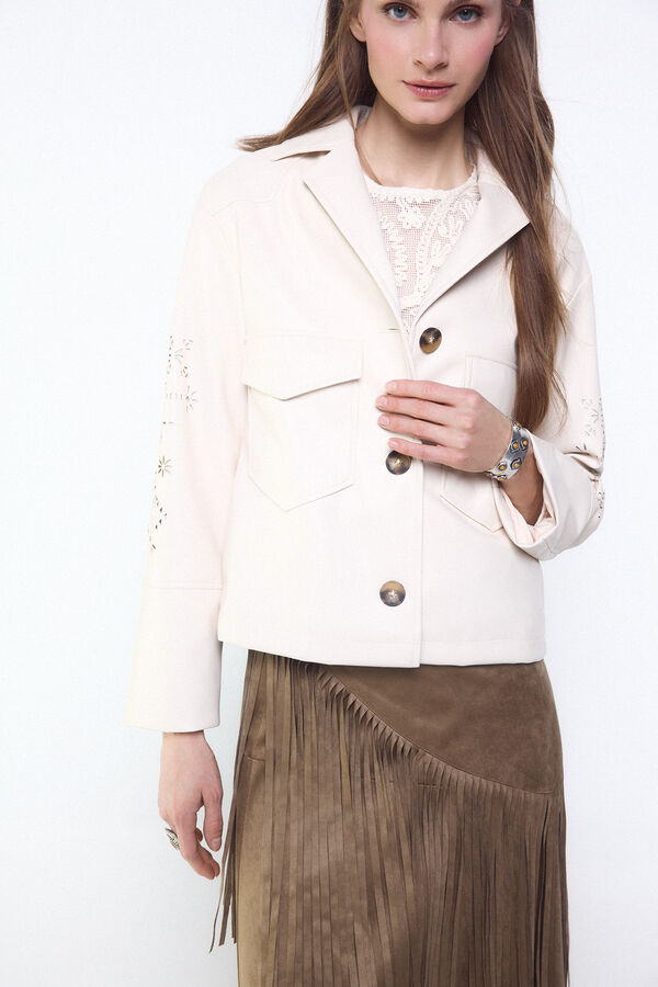 Slowlove Cazadora perforados en manga Beige