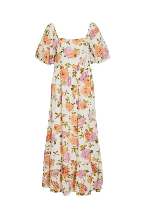 Vila Vestido largo estampado de viscosa Estampado blanco
