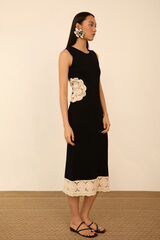 Meisie Vestido midi de punto Negro