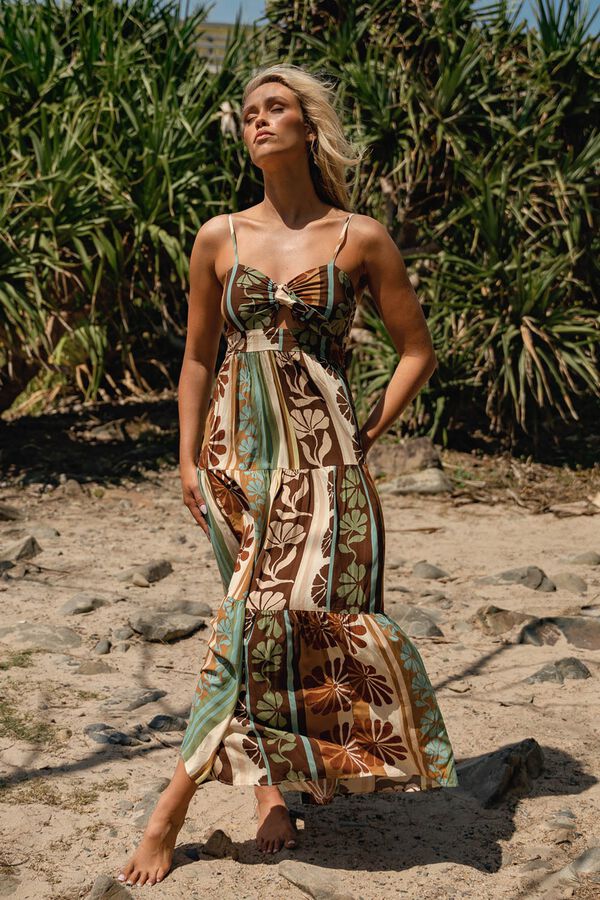 Jaase Vestido largo Estampado marr&oacute;n