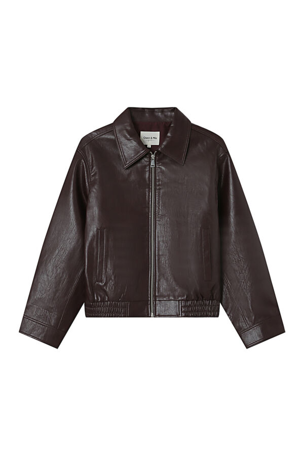 Grace & Mila Cazadora bomber en cuero Granate