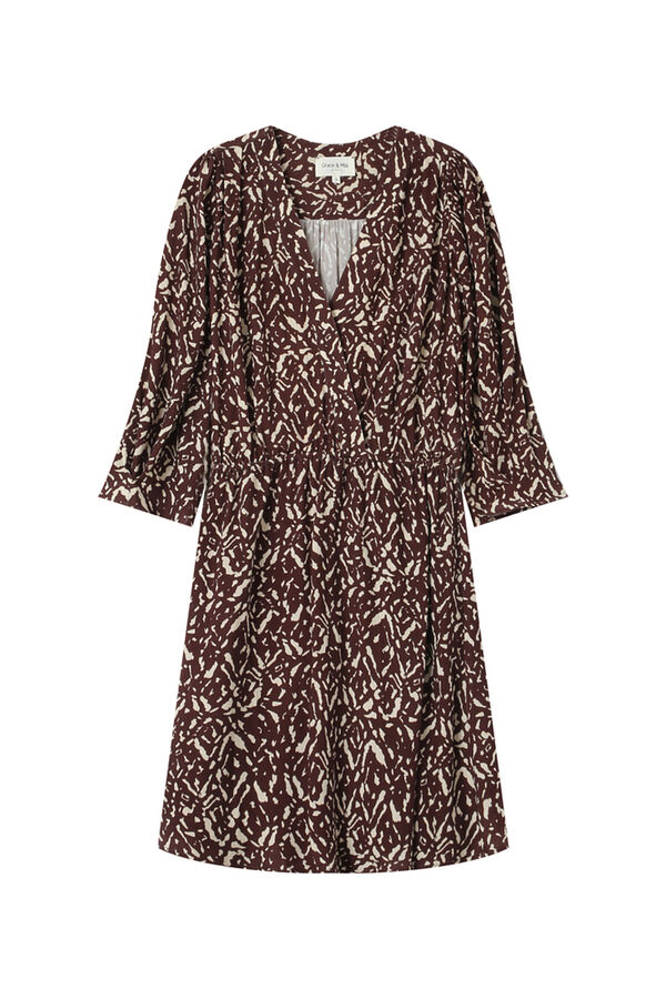Grace & Mila Vestido corto de manga 3/4 Estampado marr&oacute;n