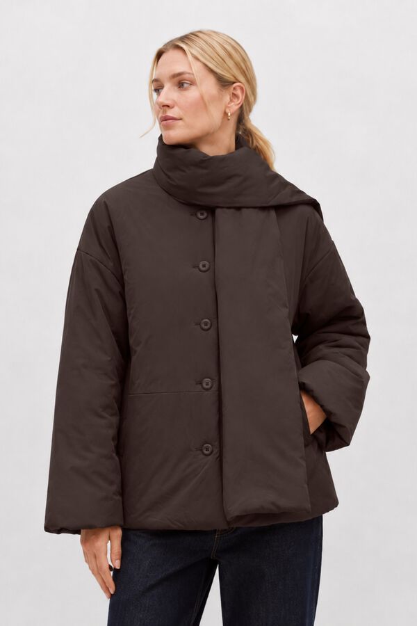 Object Chaqueta acolchada bufanda Marr&oacute;n oscuro