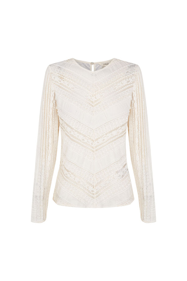 Slowlove Top encaje combinado Marfil