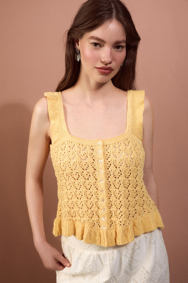 Slowlove Top punto tirantes Amarillo