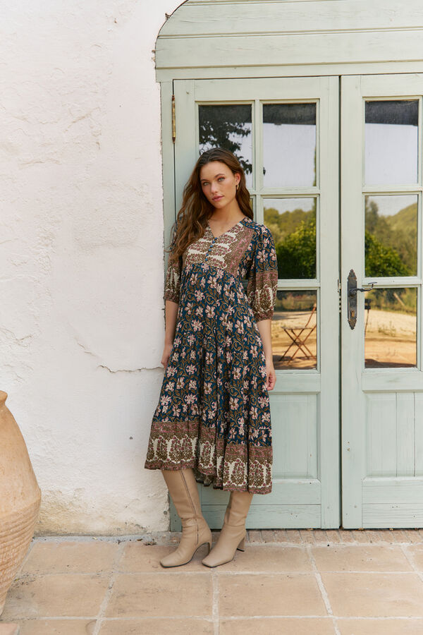 Jaase Vestido midi Eve estampado Nomade Multicolor