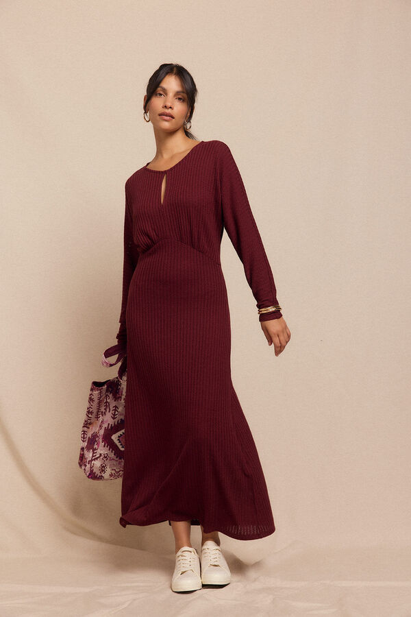 Slowlove Vestido estructura manga murciélago Granate