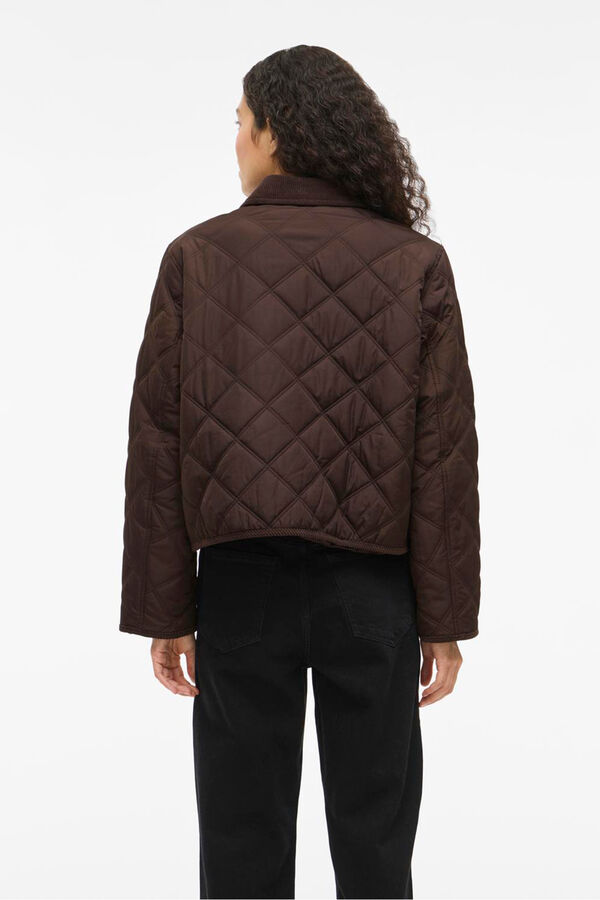 Vila Abrigo acolchado guateado con cuello de pana Marr&oacute;n oscuro