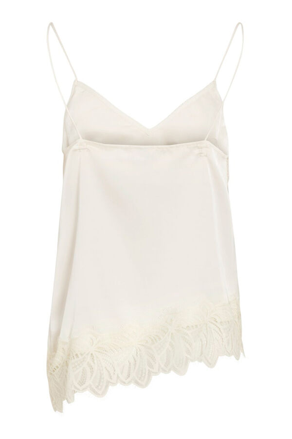 Vila Top lencero satinado con encaje Beige