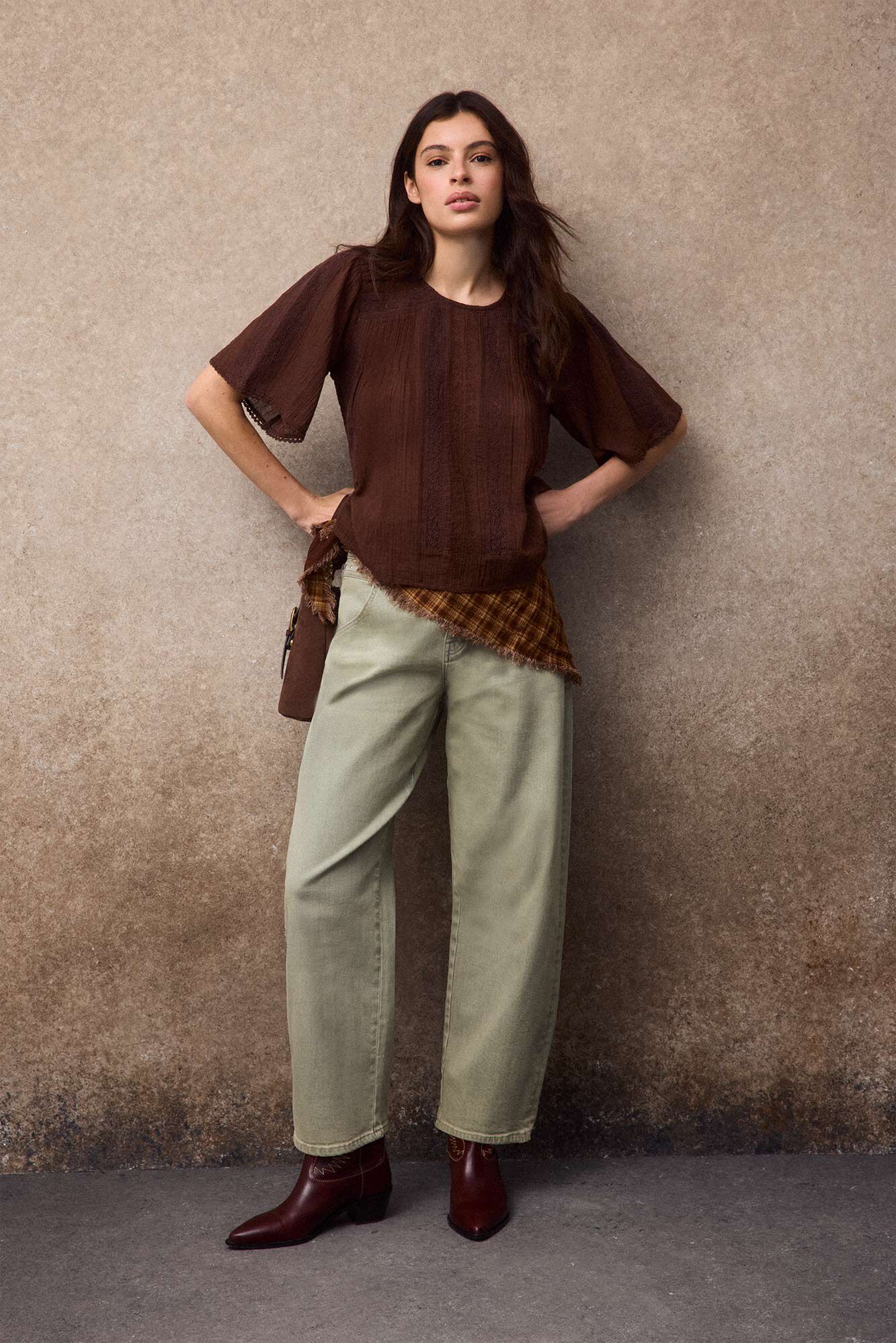 Slowlove Blusa detalles encaje