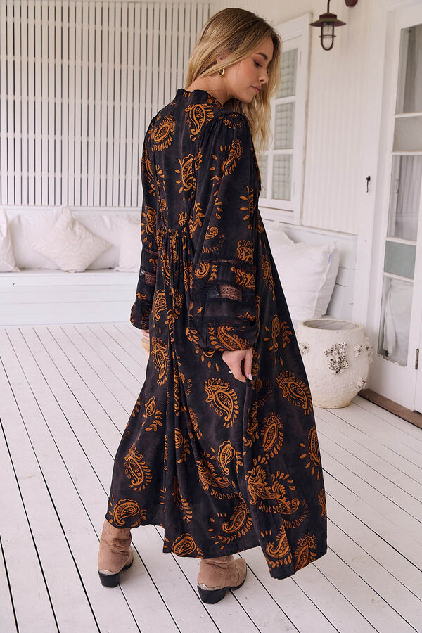 Jaase Vestido midi Boheme estampado milan Estampado marr&oacute;n