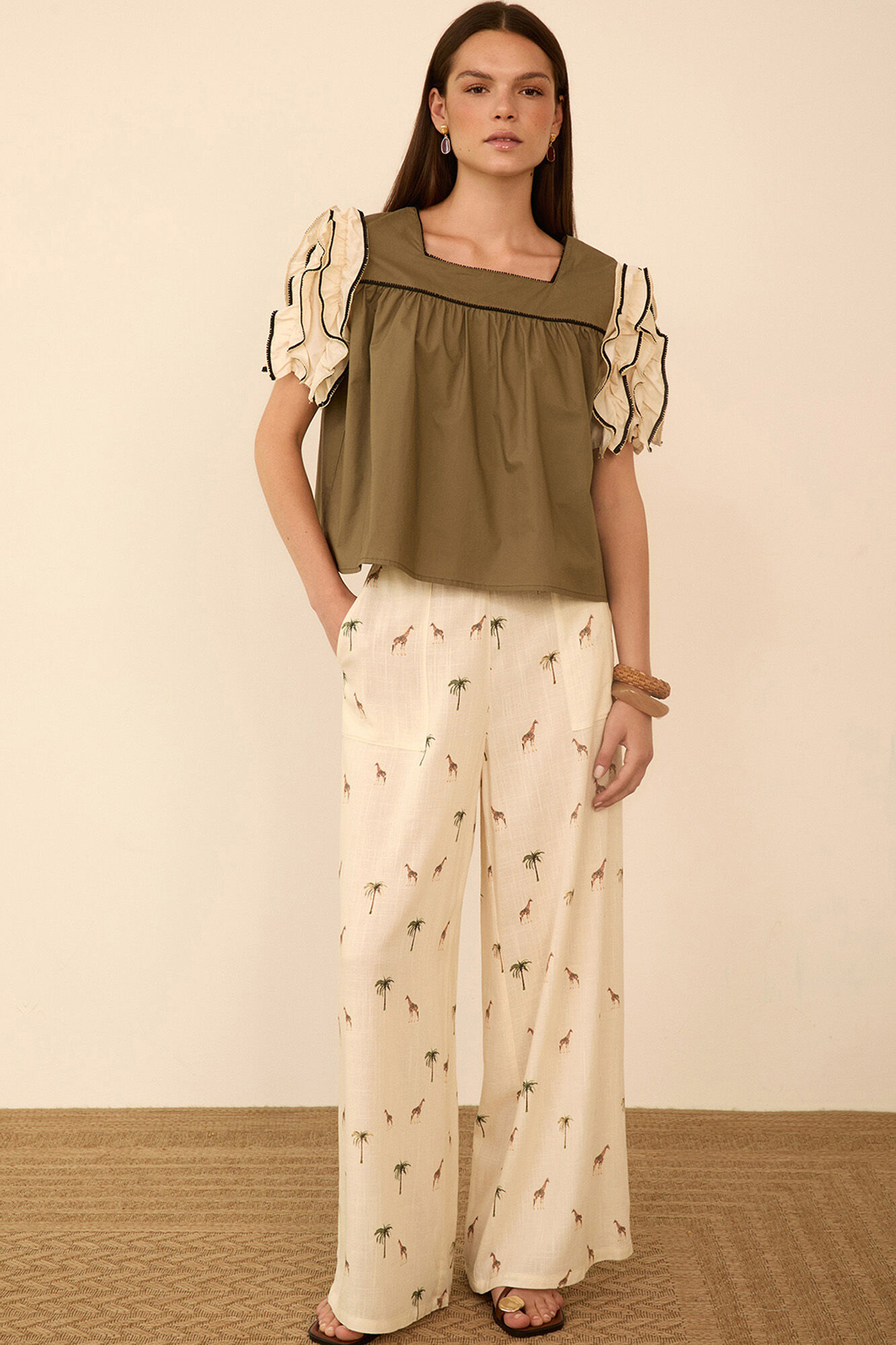 Meisie Blusa manga corta volantes