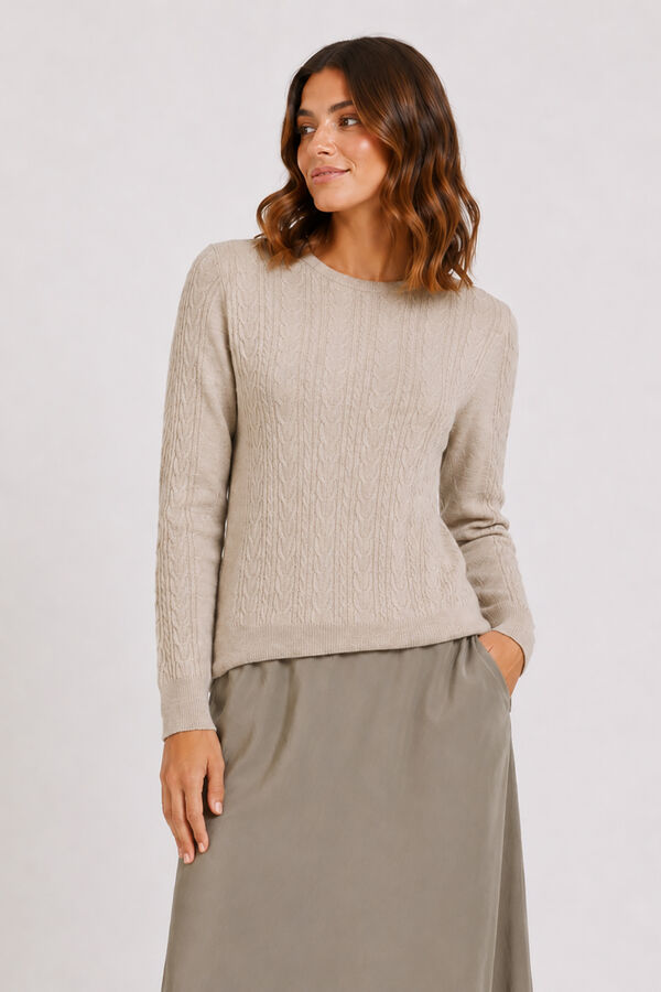 Vila Jersey de punto con detalle trenzado Beige