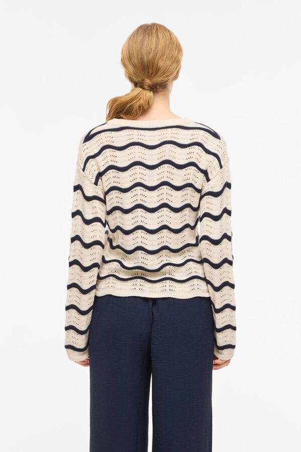 Vila Jersey punto pointelle de algod&oacute;n org&aacute;nico Estampado azul