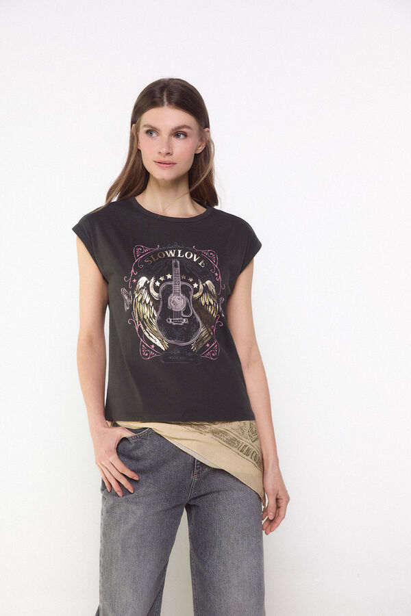 Slowlove Camiseta slowlove guitarra Gris oscuro