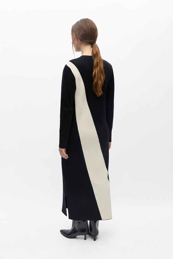 Object Vestido punto largo bicolor Negro