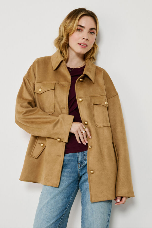 Vila Chaqueta de antelina abotonada Camel