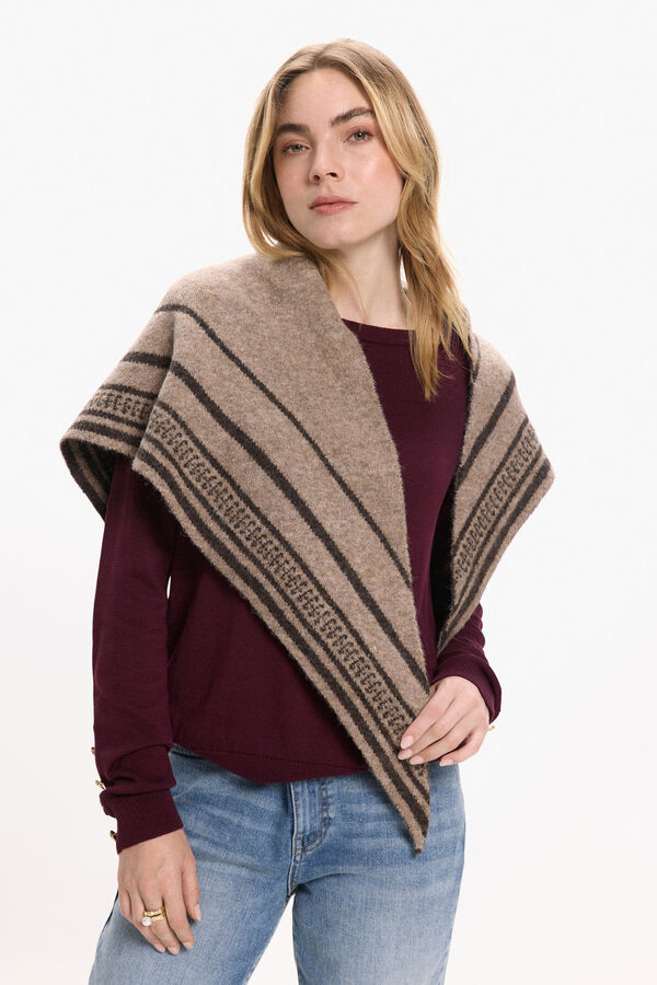 Vila Bufanda pa&ntilde;uelo de punto con lana Marr&oacute;n oscuro