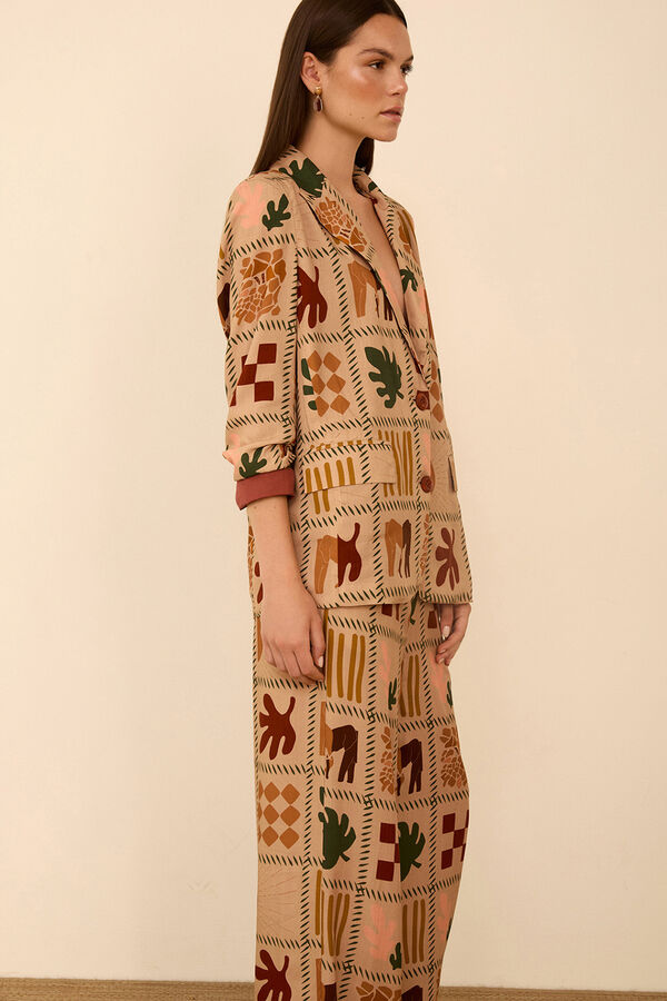 Meisie Blazer fluido estampado Beige