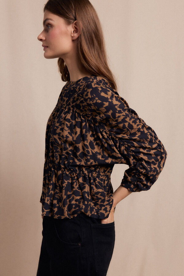 Slowlove Blusa frunces estampada Negro