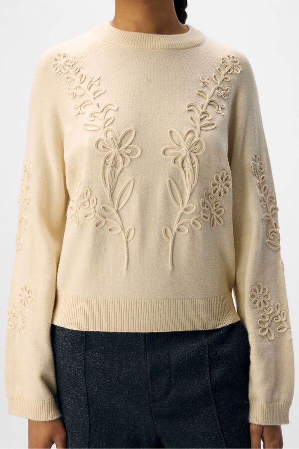 Object Jersey punto bordado flores Beige