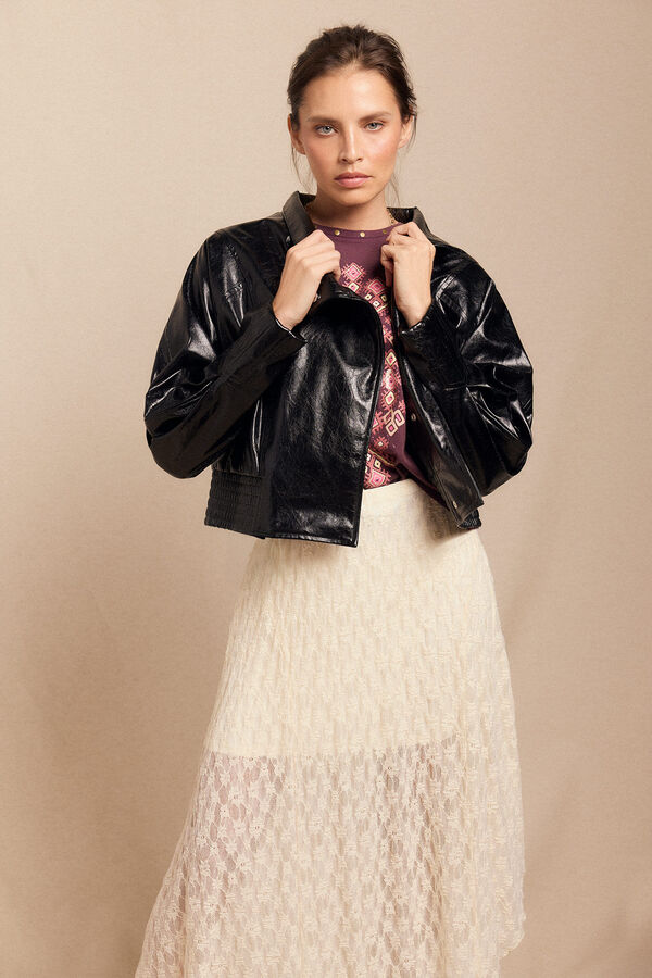 Slowlove Cazadora efecto piel brillo Negro