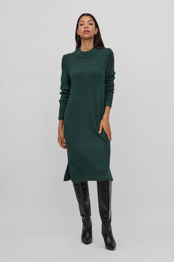 Vila Vestido de punto con viscosa Verde oscuro