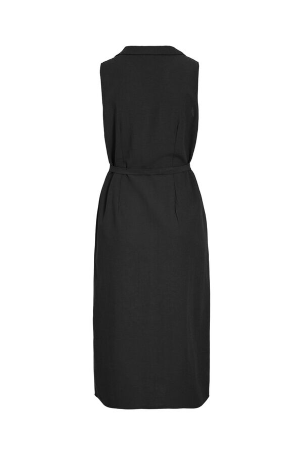 Vila Vestido midi camisero de lino Negro