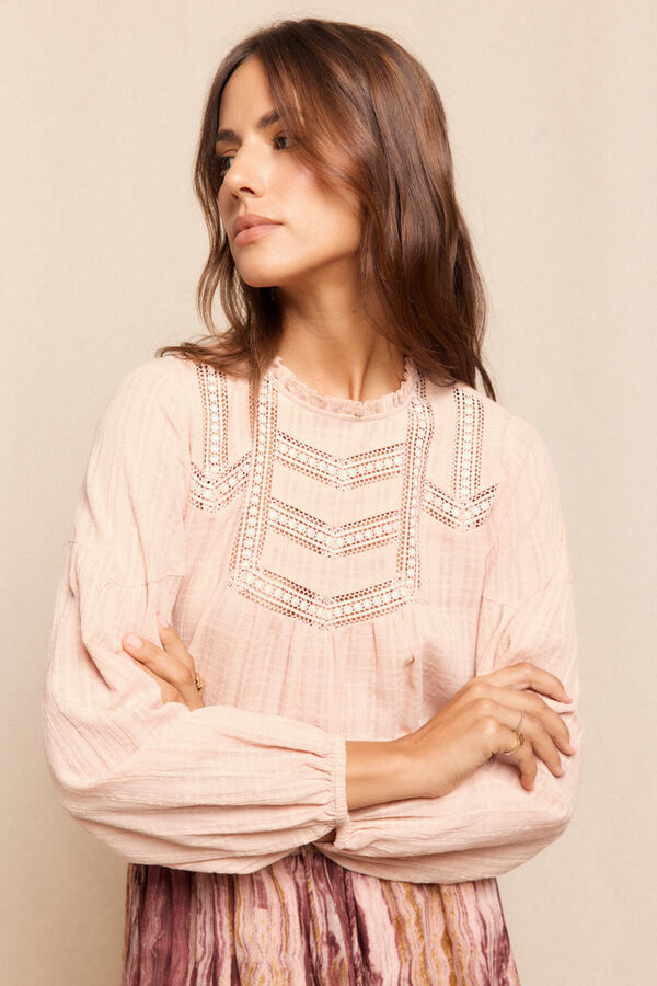 Slowlove Blusa puntillas Rosa