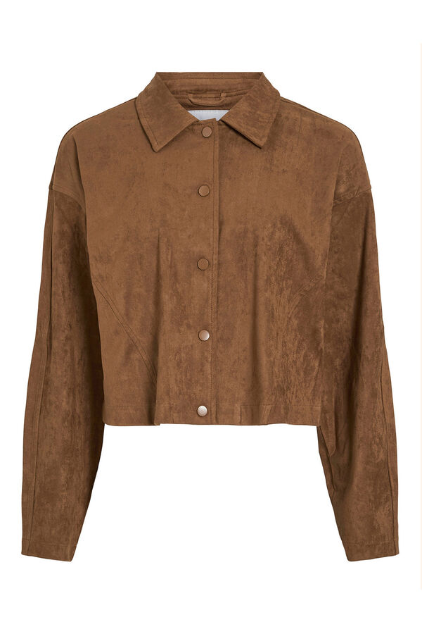 Vila Chaqueta antelina abotonada Marr&oacute;n