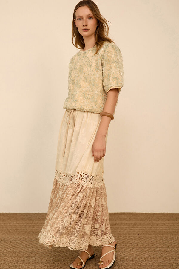 Meisie Falda midi bimateria Beige