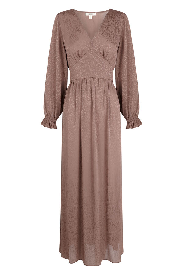 Slowlove Vestido fluido jacquard Marr&oacute;n