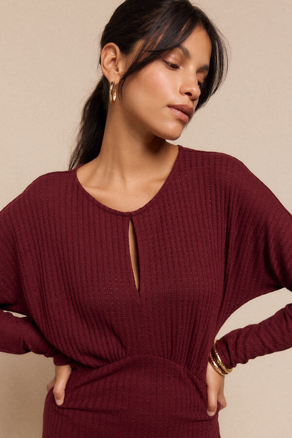 Slowlove Vestido estructura manga murciélago Granate