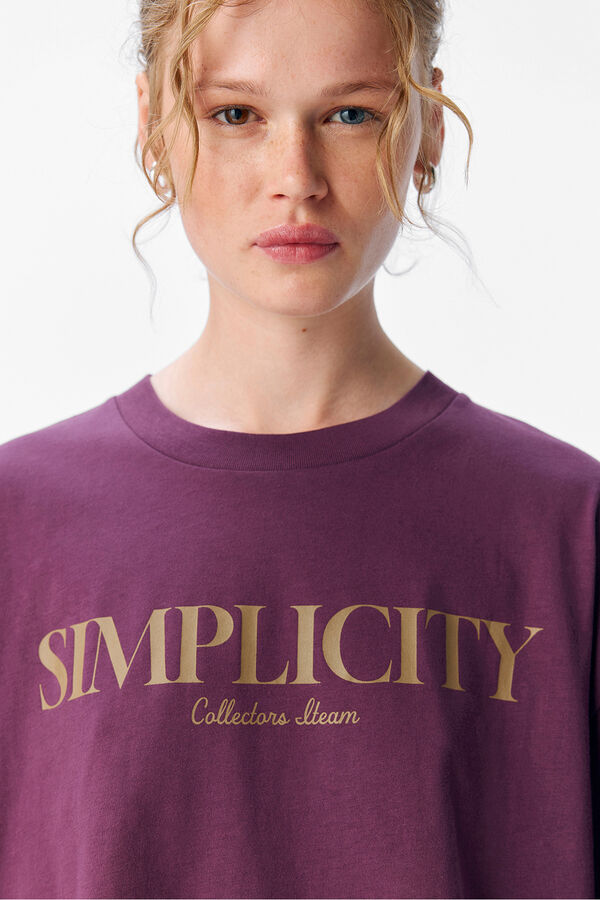 Object Camiseta estampada texto Morado