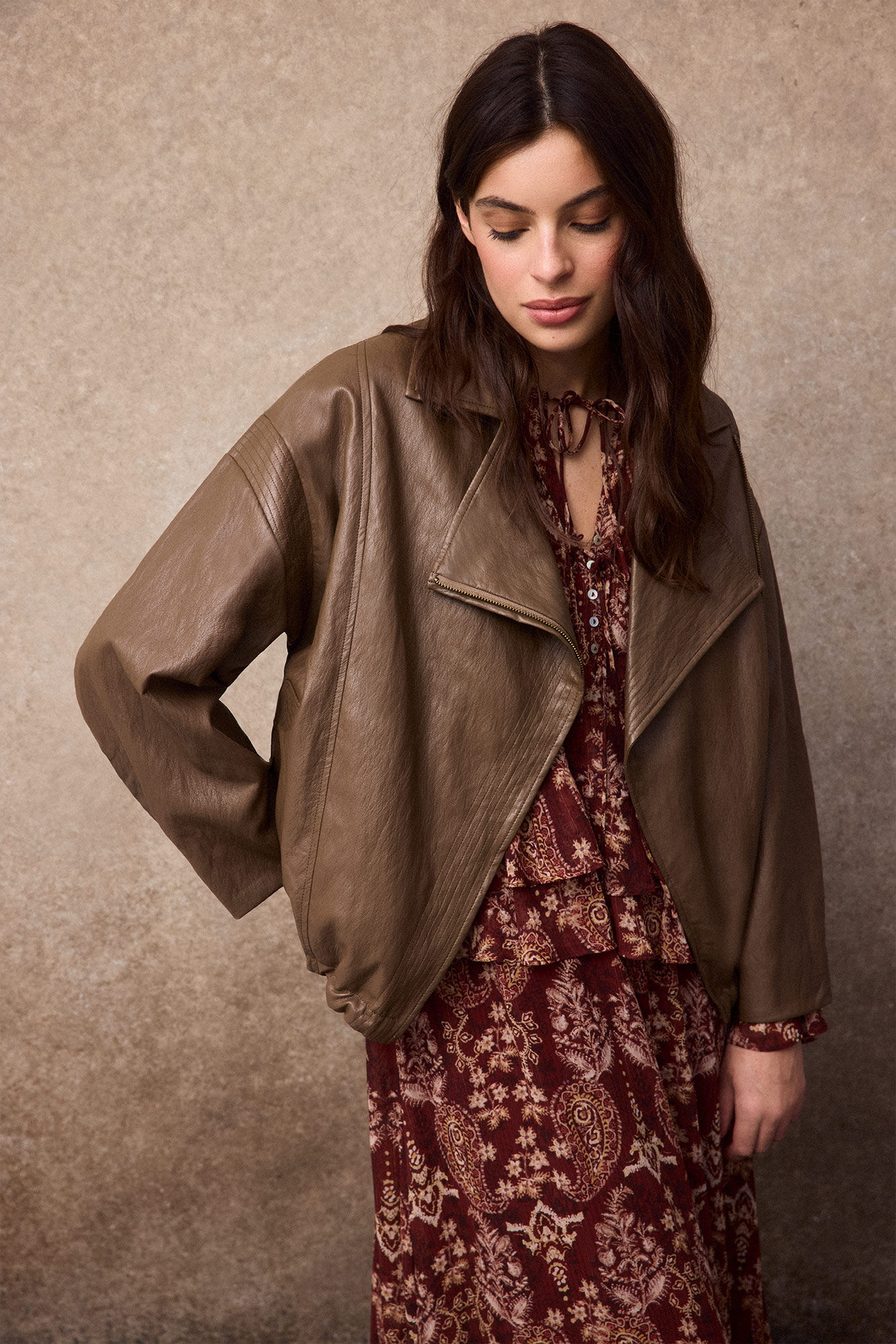 Slowlove Cazadora biker pespuntes