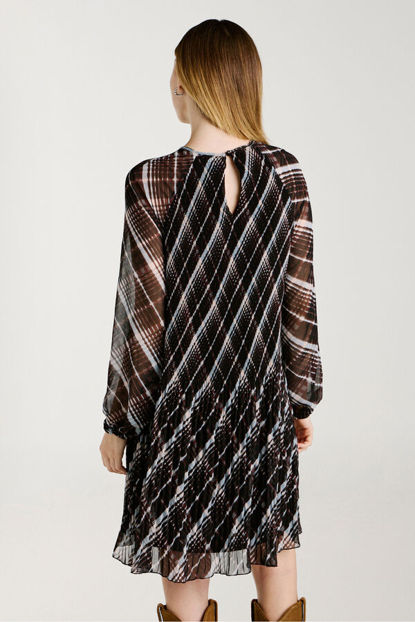 Vila Vestido corto de gasa plisado Negro