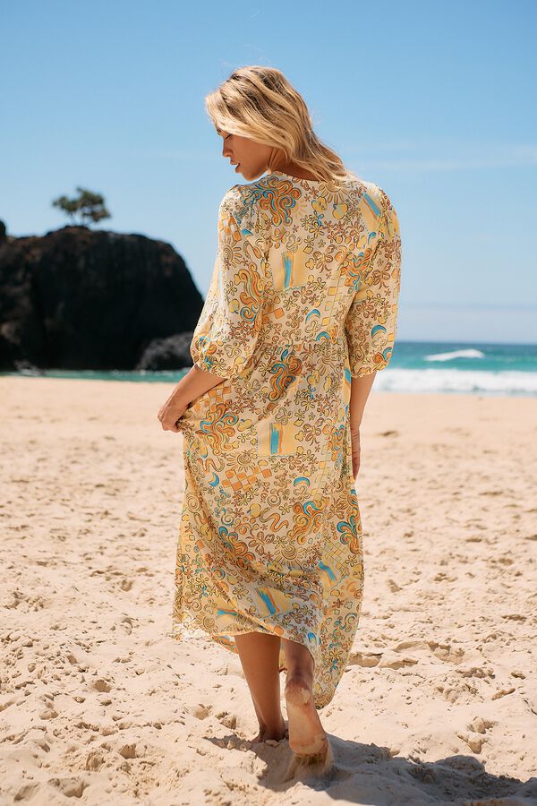 Jaase Vestido midi Ivy Estampado amarillo