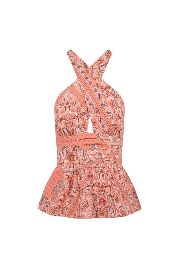 Slowlove Top estampado halter Coral