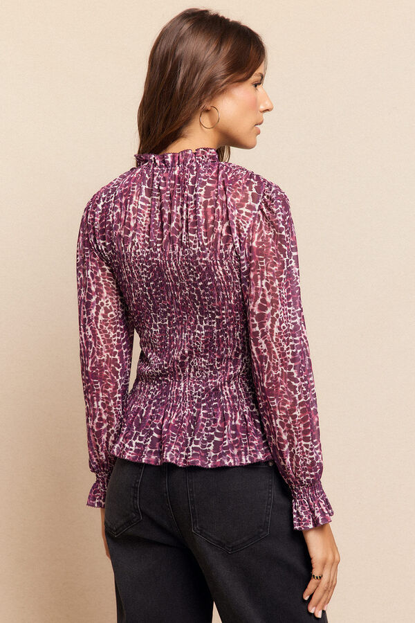 Slowlove Top tul estampado fruncido Multicolor