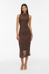 Vila Vestido midi drapeado Marr&oacute;n oscuro
