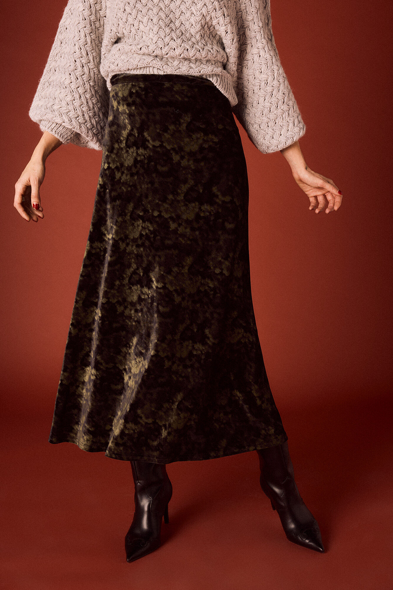 Slowlove Falda midi de terciopelo tie dye