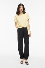 Vila Top de manga corta con calados de algod&oacute;n Amarillo