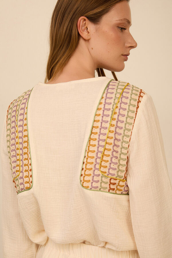 Meisie Blusa bimateria con pa&ntilde;uelo Blanco
