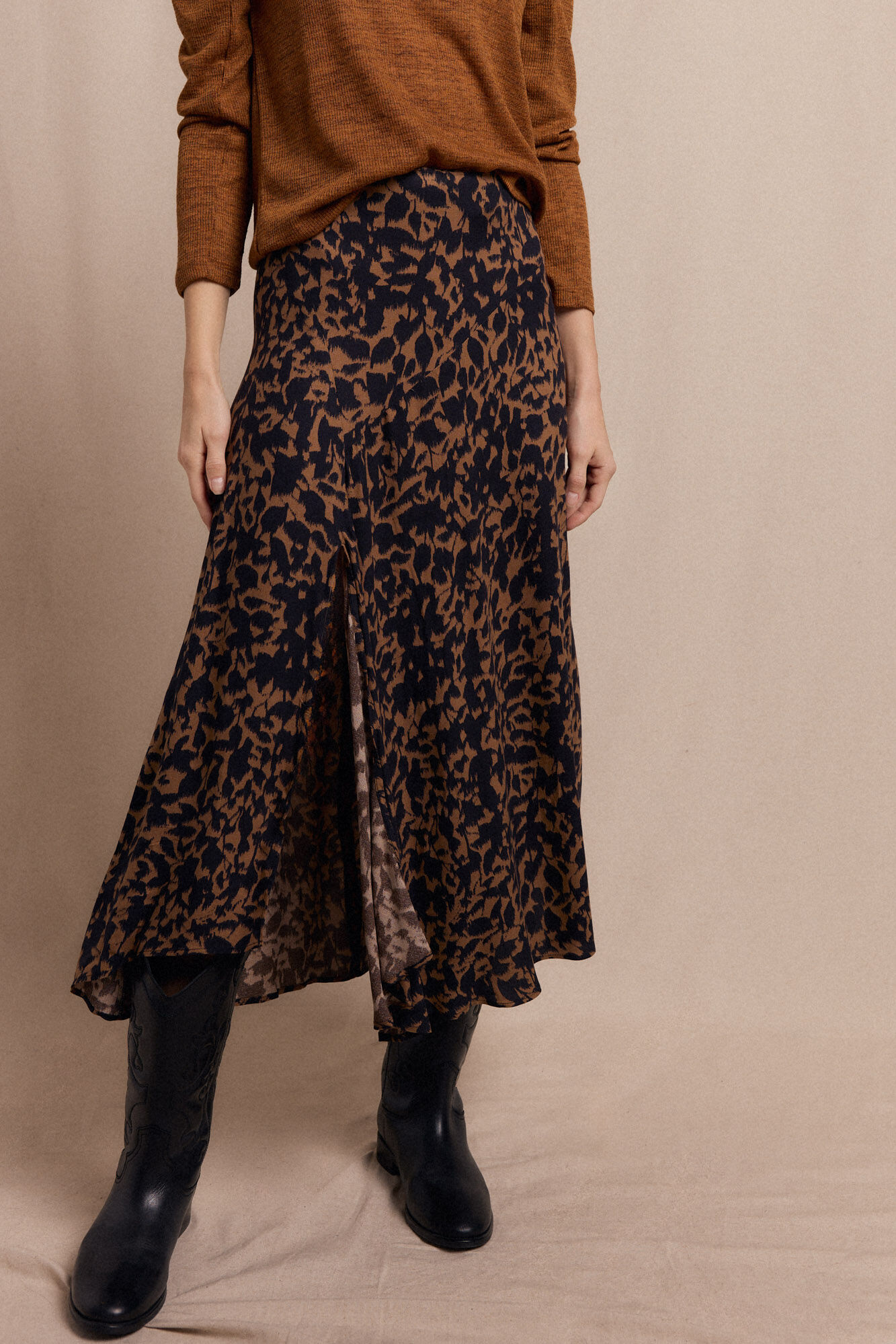 Slowlove Falda midi estampada