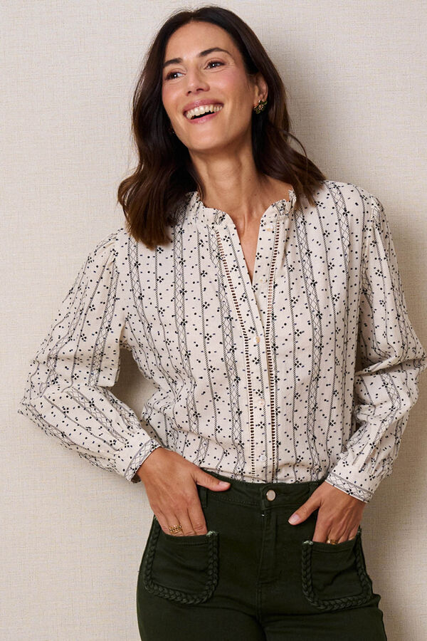 Pol&iacute;n Et Moi Blusa bordados Debi Beige