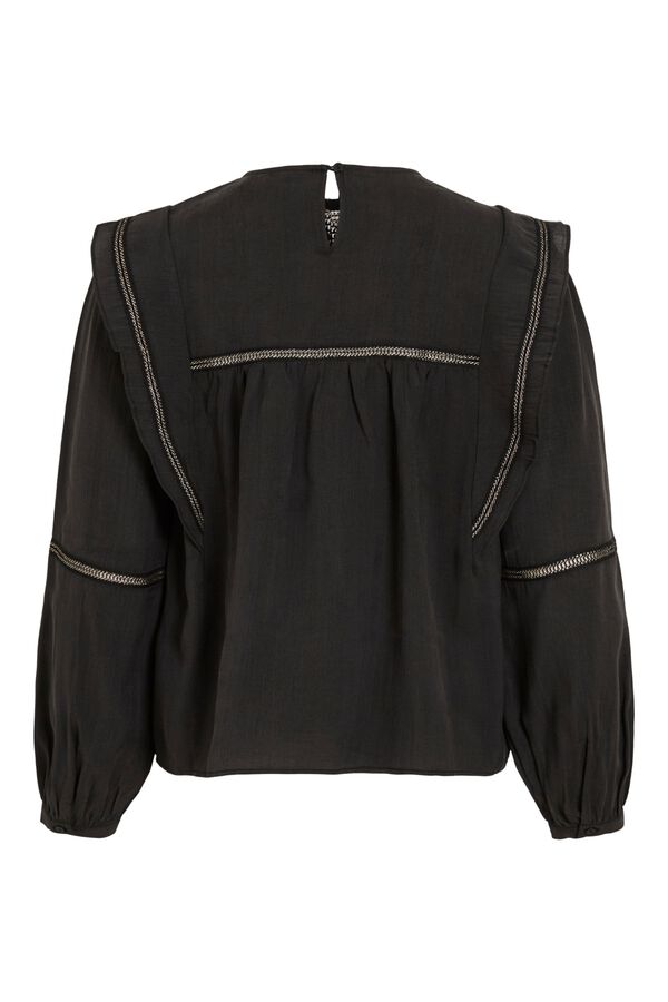 Vila Blusa volantes manga larga Negro