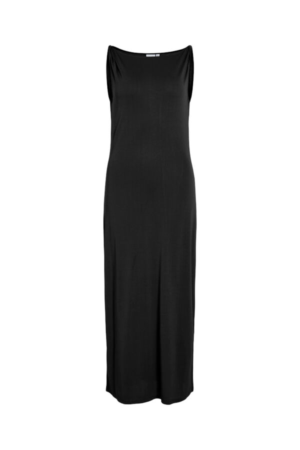 Vila Vestido midi con cuello barco de modal Negro