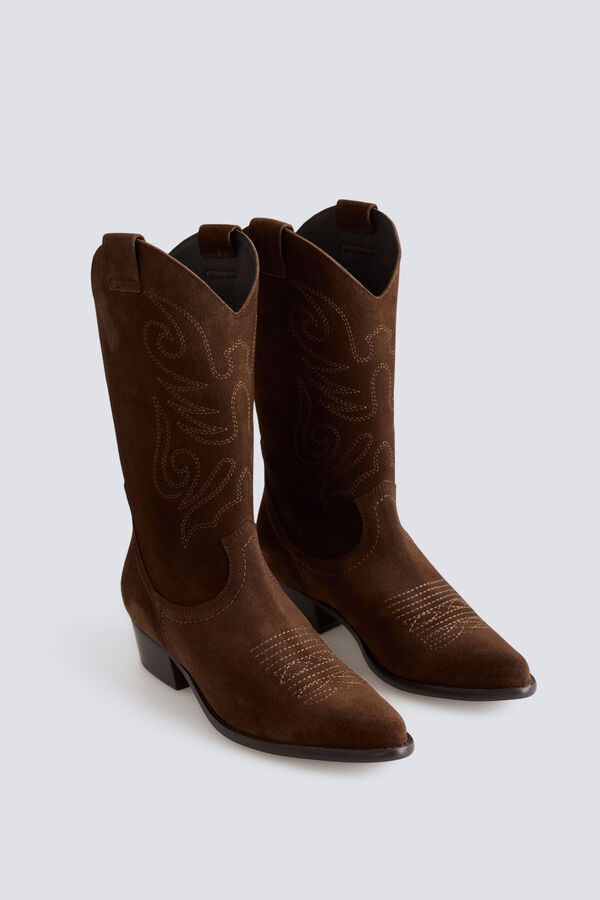 Bryan Stepwise Bota cowboy piel Marr&oacute;n oscuro